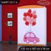 Skříň Happy SZ11 - růžové auto s balónky (Barva bílá)