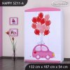 Skříň Happy SZ11 - růžové auto s balónky (Barva bílá)