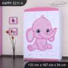 Skříň Happy SZ11 - růžový a modrý slon (Barva bílá)