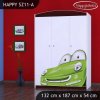 Skříň Happy SZ11 - zelené auto (Barva bílá)