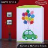 Skříň Happy SZ11 - zelené auto s balónky (Barva bílá)