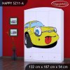 Skříň Happy SZ11 - žluté auto (Barva bílá)