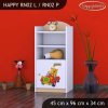 Regál Happy RN02 - medvídek v červeném autě (Barva bílá, Otevírání dvířek pravé)