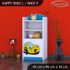 Regál Happy RN02 - žluté auto (Barva bílá, Otevírání dvířek pravé)