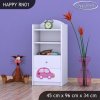 Regál Happy RN01 -růžové auto s balónky (Barva bílá)