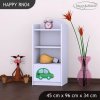 Regál Happy RN04 -  zelené auto s balónky (Barva bílá)