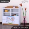 Regál Happy RN10 -  kočička s květinou (Barva bílá)