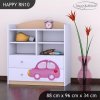 Regál Happy RN10 - růžové auto s balónky (Barva bílá)