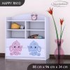 Regál Happy RN10 - růžový a modrý slon (Barva bílá)