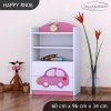 Regál Happy RN06 - růžové auto s balónky (Barva bílá)