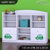 Regál Happy RN15 -  zelené auto s balónky (Barva bílá)