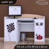 Psací stůl Happy B01 - auto s vlajkou (Barva bílá)