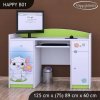 Psací stůl Happy B01  - kočička s květinou (Barva bílá)