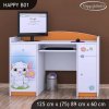 Psací stůl Happy B01  - kočička s květinou (Barva bílá)