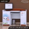 Psací stůl Happy B01  - kočička s květinou (Barva bílá)
