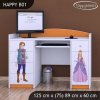 Psací stůl Happy B01  - princ a princezna (Barva bílá)