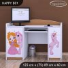 Psací stůl Happy B01  - princezna a jednorožec (Barva bílá)