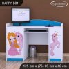 Psací stůl Happy B01  - princezna a jednorožec (Barva bílá)