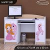 Psací stůl Happy B01  - princezna a jednorožec (Barva bílá)