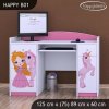 Psací stůl Happy B01  - princezna a jednorožec (Barva bílá)