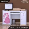Psací stůl Happy B01  - princezna s koníkem (Barva bílá)