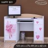 Psací stůl Happy B01  - víla se srdcem (Barva bílá)