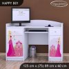 Psací stůl Happy B01  - princezna se zámkem (Barva bílá)