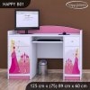 Psací stůl Happy B01  - princezna se zámkem (Barva bílá)