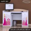 Psací stůl Happy B01  - princezna se zámkem (Barva bílá)