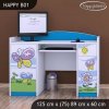 Psací stůl Happy B01 - motýl s květinou (Barva bílá)