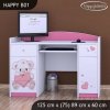 Psací stůl Happy B01 - medvídek se srdcem (Barva bílá)