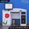 Psací stůl Happy B02 - dva květy (Barva bílá)