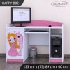 Psací stůl Happy B02 - princezna a jednorožec (Barva bílá)