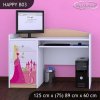Psací stůl Happy B03 -  princezna se zámkem (Barva bílá)