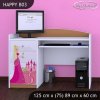 Psací stůl Happy B03 -  princezna se zámkem (Barva bílá)