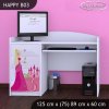 Psací stůl Happy B03 -  princezna se zámkem (Barva bílá)
