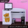 Psací stůl Happy B03 - medvídek s kyticí (Barva bílá)