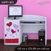 Psací stůl Happy B03 -   srdíčka (Barva bílá)
