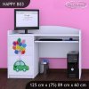 Psací stůl Happy B03 - zelené auto s balónky (Barva bílá)