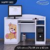 Psací stůl Happy B02 - medvídek s mašlí (Barva bílá)