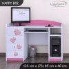 Psací stůl Happy B02 - růžový slon se srdcem (Barva bílá)