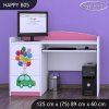 Psací stůl Happy B04 - zelené auto s balónky (Barva bílá)