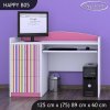 Psací stůl Happy B05 - barevné pásky (Barva bílá)