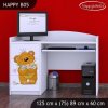 Psací stůl Happy B05 - medvídek s kyticí (Barva bílá)