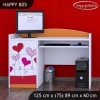 Psací stůl Happy B05 -  srdíčka (Barva bílá)