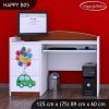 Psací stůl Happy B05 - zelené auto s balónky (Barva bílá)