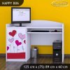 Psací stůl Happy B06 - srdíčka (Barva bílá)