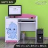 Psací stůl Happy B09 -  růžový a modrý slon (Barva bílá)