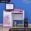 Psací stůl Happy B11 - růžový dráček (Barva bílá)