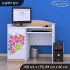 Psací stůl Happy B11 - srdce z květů (Barva bílá)